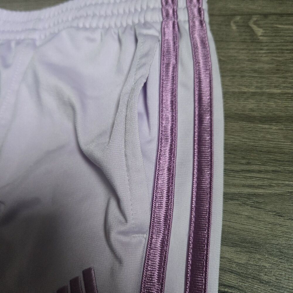 Lavender Adidas 2‑Piece Tracksuit Set 4T Jacket Pants Purple Stripes Athleisure - Picture 8 of 16